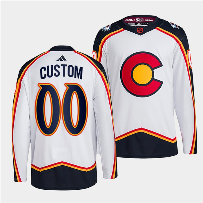 Men's Colorado Avalanche Custom 2022-23 White Reverse Retro Stitched Jersey Men's Colorado Avalanche Custom 2022-23 White Reverse Retro Stitched Jersey